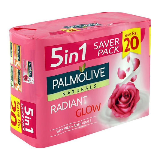 Palmolive Naturals Radiant Glow Milk & Rose Soap, 5-In-1 Saver Pack