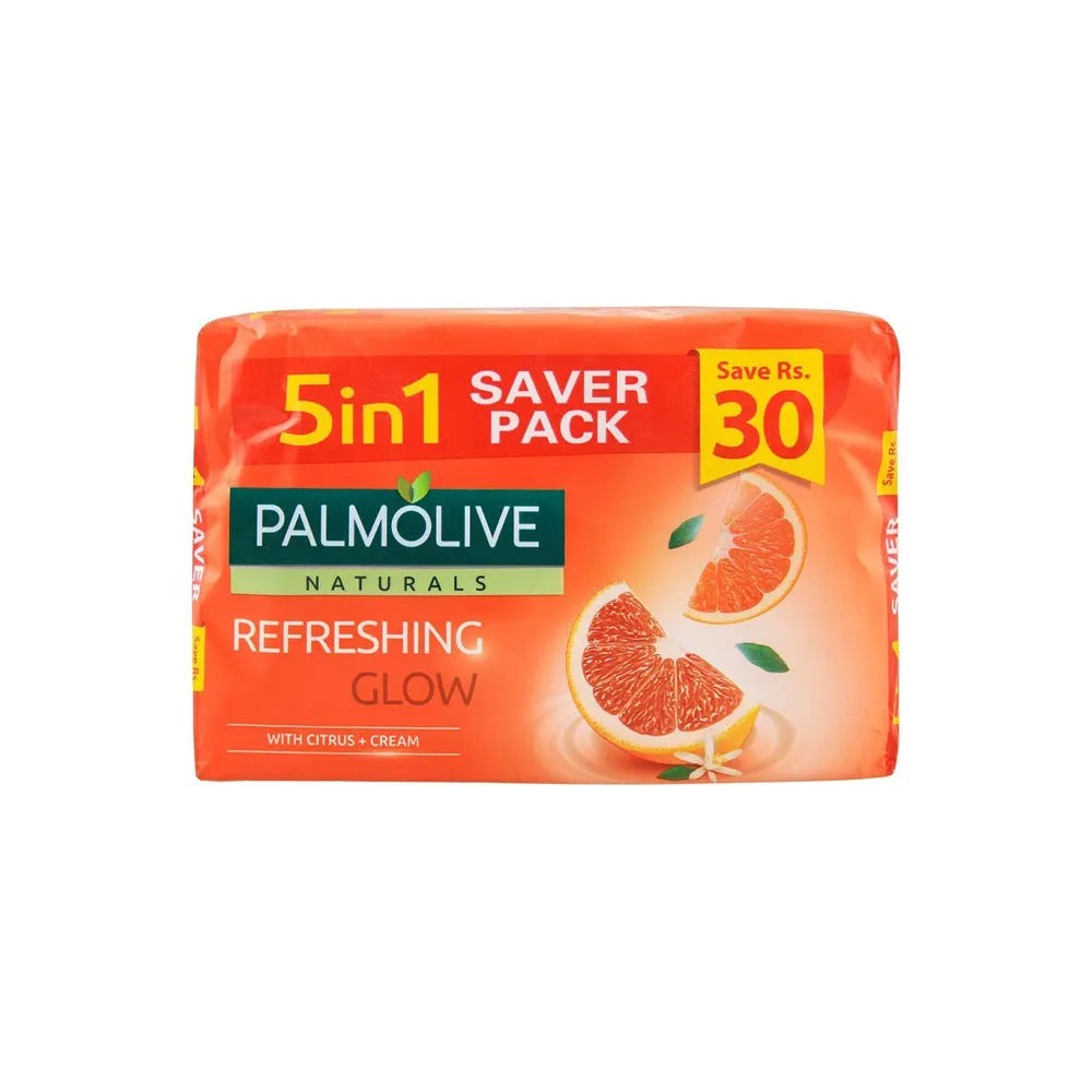 Palmolive Naturals Refreshing Glow Soap, 5-In-1 Pack, 5x98g