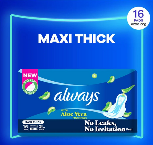 Always With Aloe Vera Freshness Maxi Thick Extra Long 16 Pads