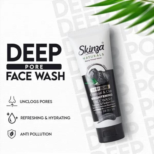 Skinza Deep Pore Charcaol & Clay Whitening Face Wash BlackHead-100ml