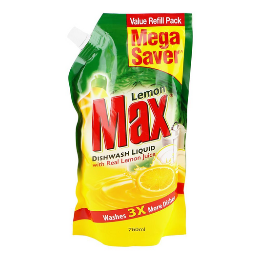 Lemon Max Dishwash Liquid, Pouch, 750ml