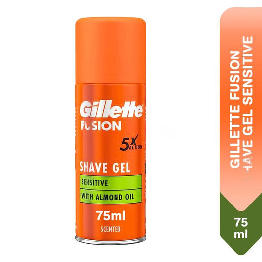 Gillette Fusion 5x Action Shave Gel WIth Almond Oil 75 ml - Lahore Basket