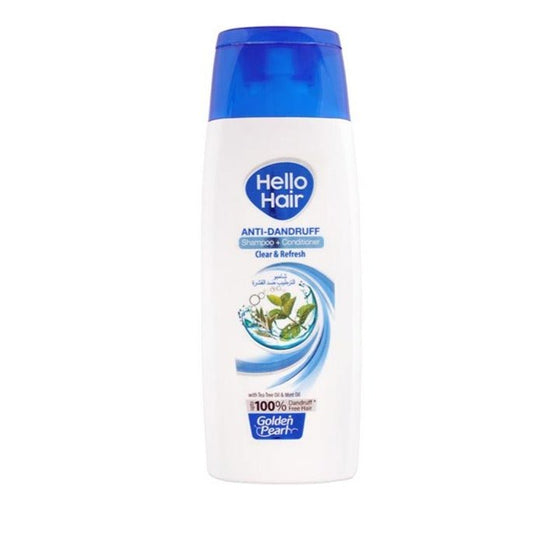 Golden Pearl Hello Hair Anti - Dandruff Shampoo + Conditioner Clear & Fresh With Tea Tree Oil & Mint Oil 185 ml - Lahore Basket