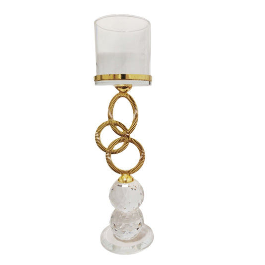 Golden Ring Crystal Candle Holder - Lahore Basket