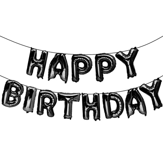 Happy Birthday Foil Balloons 13 Pcs Black - Lahore Basket