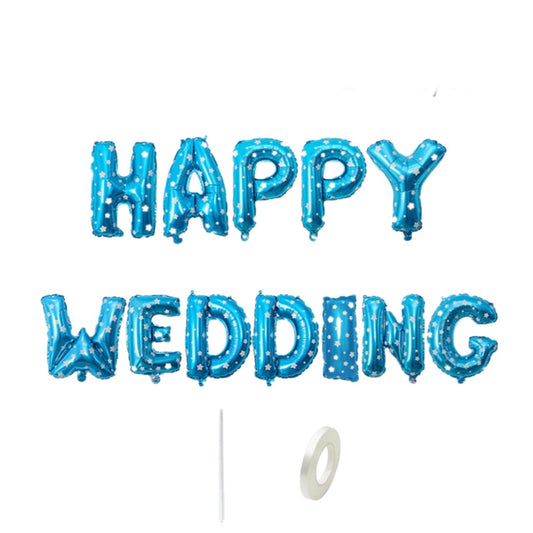 Happy Wedding Foil Balloon's Blue - Lahore Basket