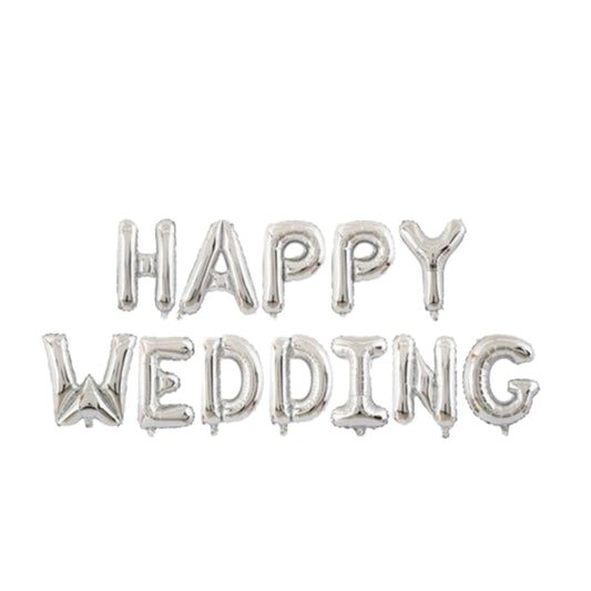 Happy Wedding Foil Balloon's Silver - Lahore Basket
