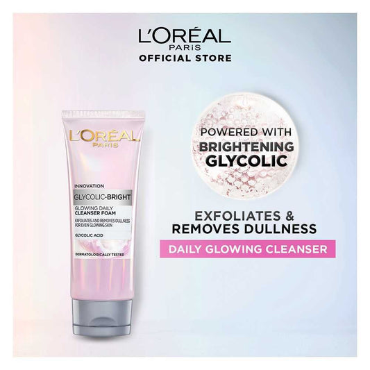L'Oreal Paris Glycolic - Bright Glowing Daily Face Wash For Even Glowing Skin 100 ml - Lahore Basket