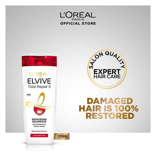 L'Oreal Paris Total Repair 5 Repairing Shampoo, For Damaged Hair 175 ml - Lahore Basket