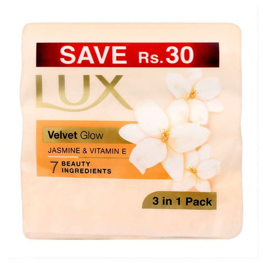 Lux Velvet Glow Jasmine & Vitamin E Soap Trio Pack 3 in 1 - Lahore Basket