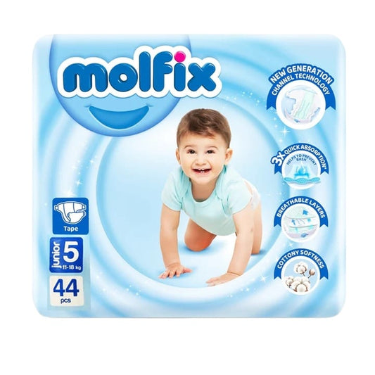 Molfix Baby Diaper, 5 Junior 44 Pcs 11 - 18 kg - Lahore Basket