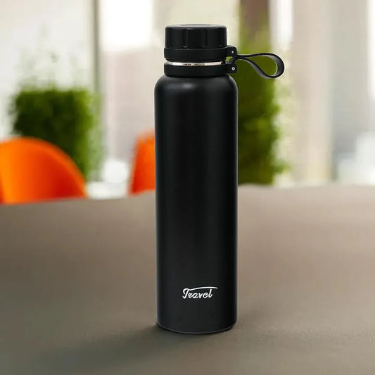 Popular Travel Vacuum Black Water Bottle 650ml - Lahore Basket