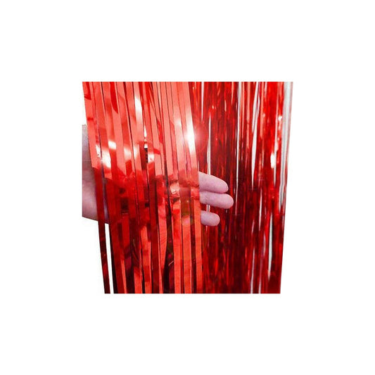 Premium Quality Backdrop Foil Fringe Curtains Red - Lahore Basket
