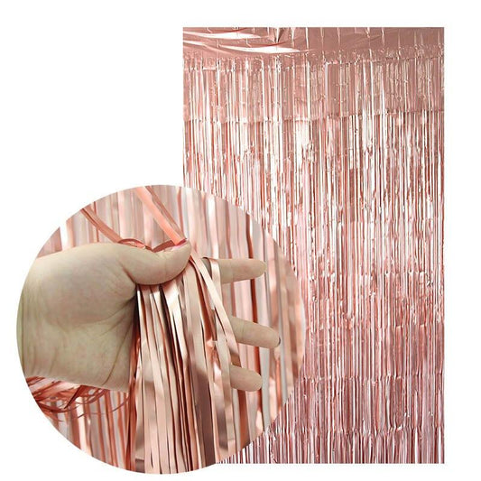 Premium Quality Backdrop Foil Fringe Curtains Rose Gold - Lahore Basket