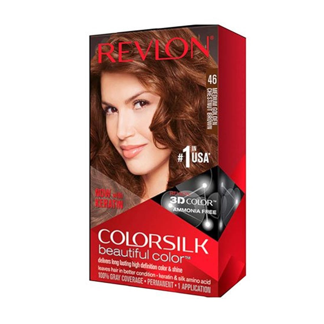 Revlon Color Silk 46 Medium Golden Chestnut Brown (Imported) - Lahore Basket