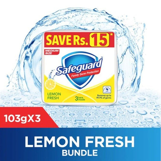 Safeguard Lemon Fresh Trio Pack 3X125 gm - Lahore Basket