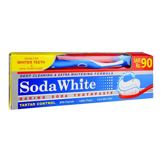 Soda White Baking Soda Toothpaste + Free Toothbrush 135 g - Lahore Basket