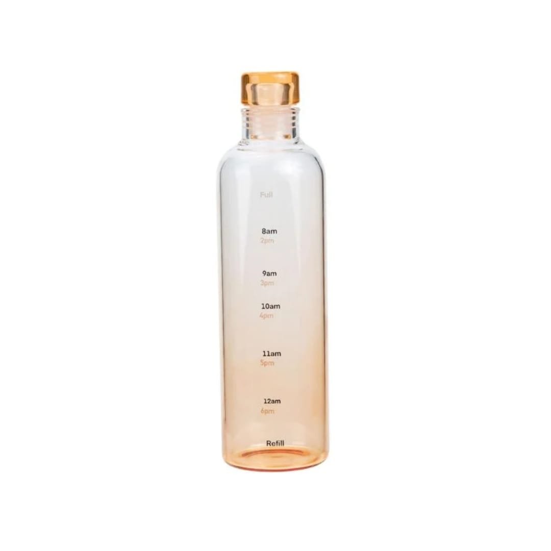 Transparent Glass Water Bottle 500 ml (Orange) - Lahore Basket