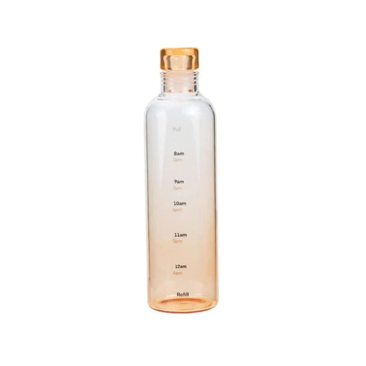 Transparent Glass Water Bottle 500 ml (Orange) - Lahore Basket