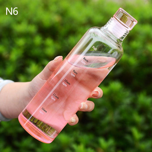 Transparent Glass Water Bottle 500 ml (Rose Gold) - Lahore Basket