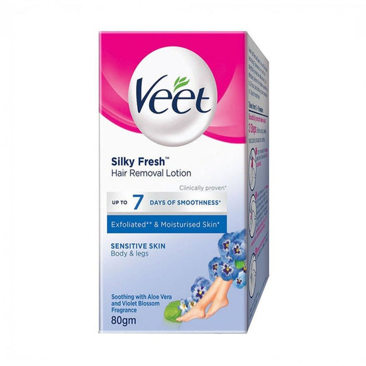 Veet Silky Fresh Hair Removal Lotion Jar Sensitive Skin 80 gm - Lahore Basket
