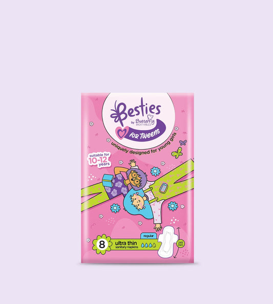Butterfly Breathable For Tweens Ultra Thin 8 Regular Pads (10-12 Years)