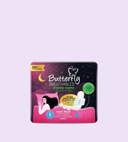 Butterfly Breathables Dreamy Nights Cottony Comfort 8 Extra Long Pads
