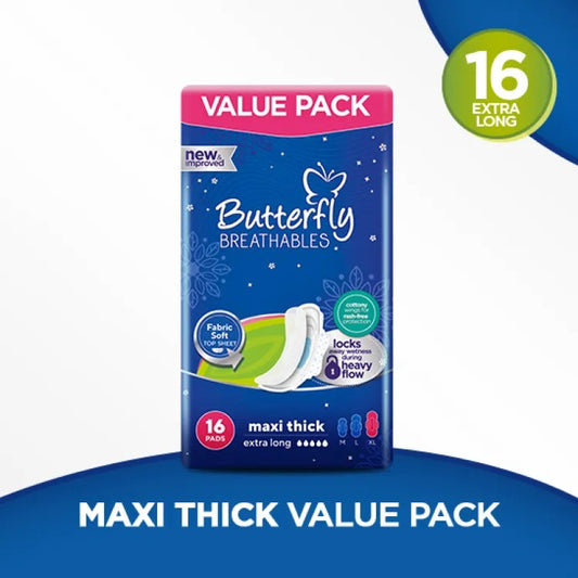 Butterfly Extra  Long Maxi Thick Sanitary Napkins 16 XL  Long Pads