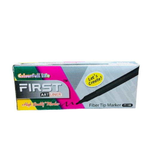 First Fiber Tip Black Marker 10 Pc