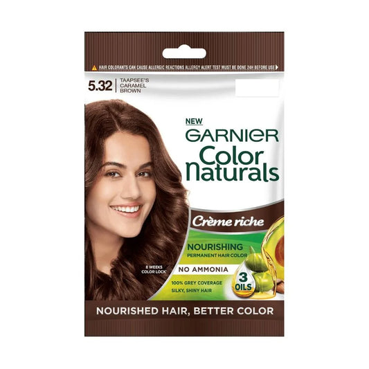 Garnier Color Naturals Permanent Hair Color 5.32 Dark Caramel Brown Sachet