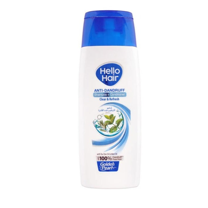 Golden Pearl Hello Hair Anti-Dandruff Shampoo + Conditioner Clear & Fresh With Tea Tree Oil & Mint Oil 185 ml