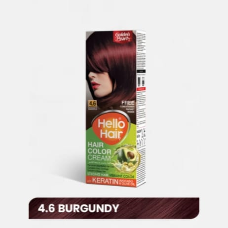 Golden Pearl Hello Hair, Hair Color Cream 4.6 Burgundy