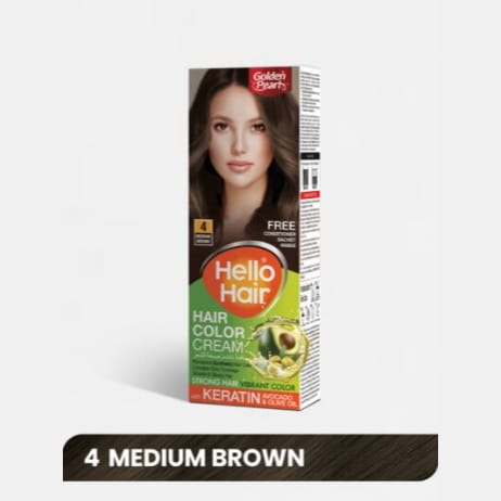 Golden Pearl Hello Hair, Hair Color Cream 4 Medium Brown