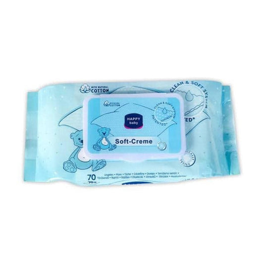 Happy Baby Blue Soft Creme Cotton Baby Wipes 70 Pc