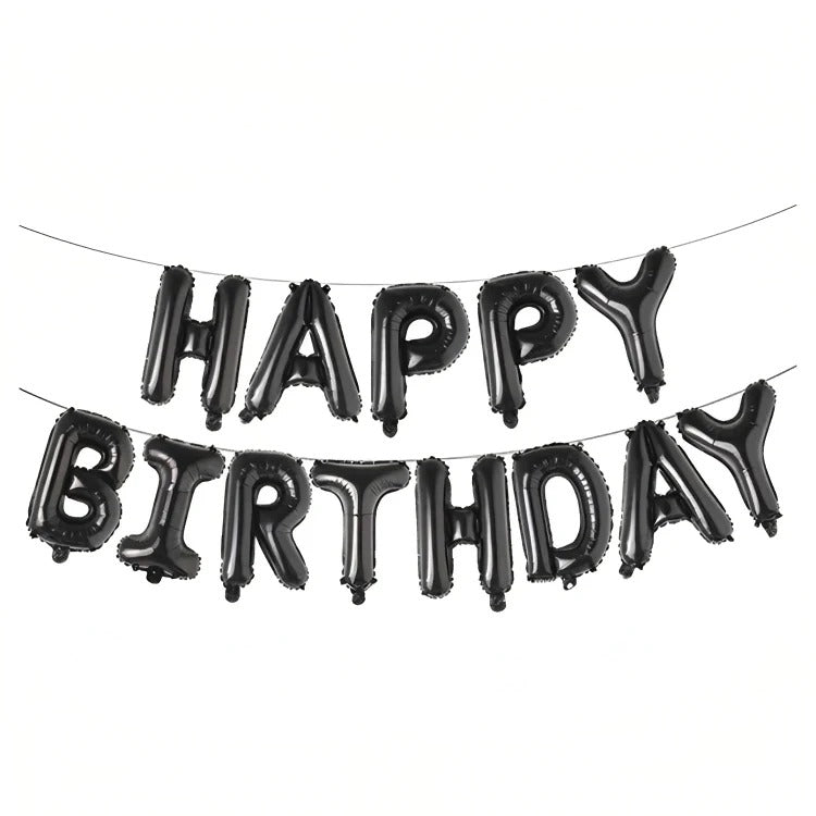 Happy Birthday Foil Baloons Black Color