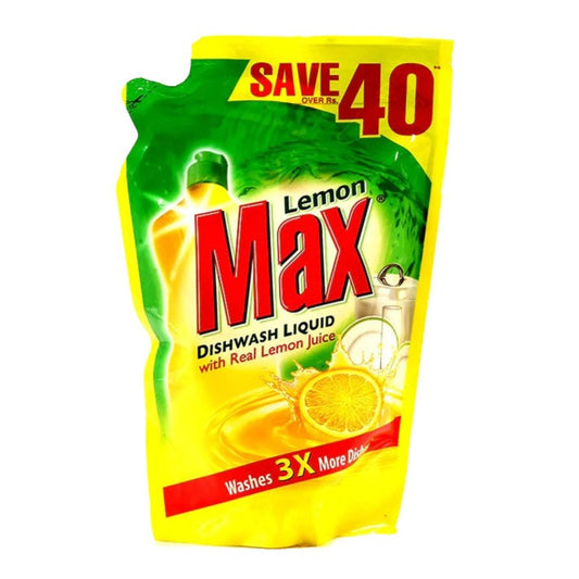 Lemon Max Dishwash Liquid Lemon Pouch 450 ml