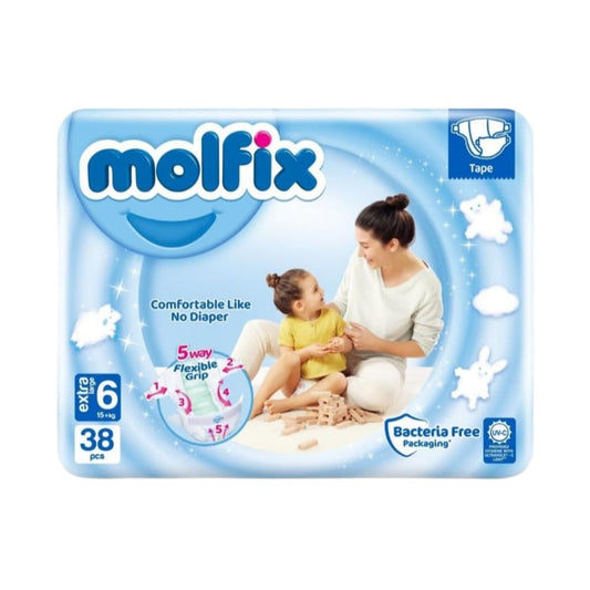 Molfix Baby Diaper, 6 Extra Long 38 Pcs 15 kg+