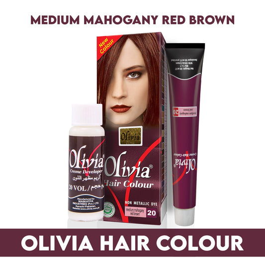 Olivia Hair Colour Non Metallic Dye 20 Medium Mahogny Red Brown