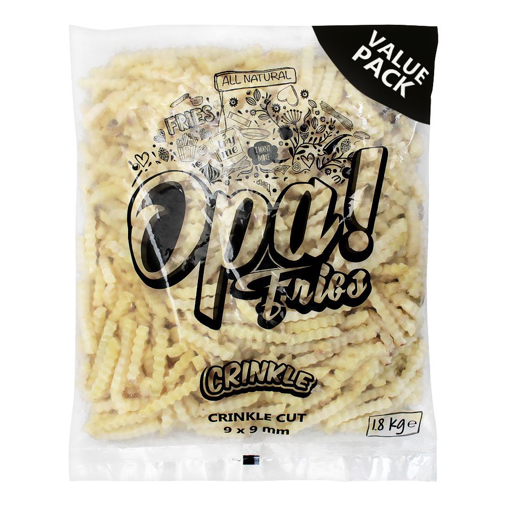 Opa  Fries Crinkle Cut, 9x9mm, 1.8 KG, Value Pack