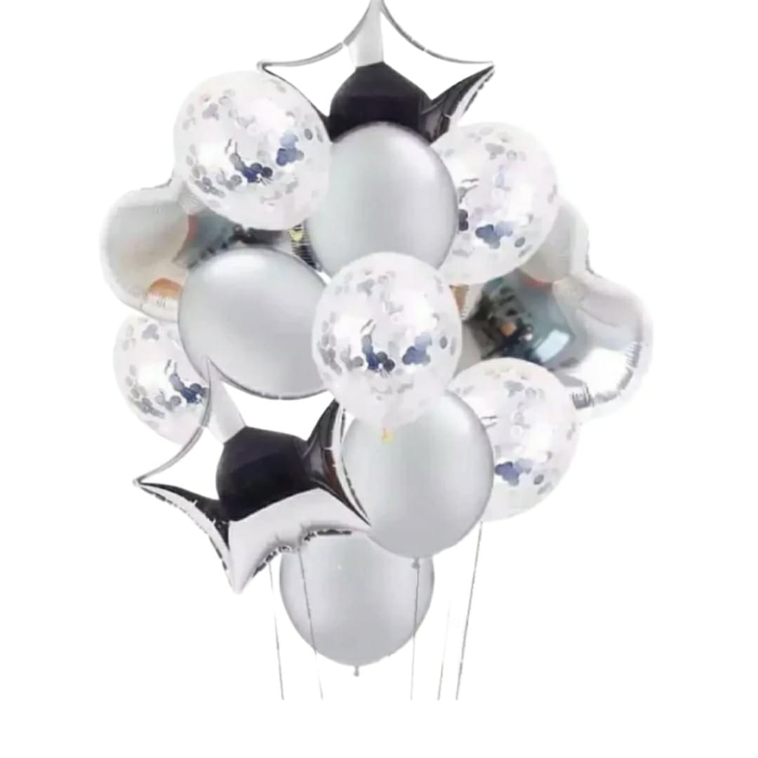 Party Balloons Silver  14 Pcs