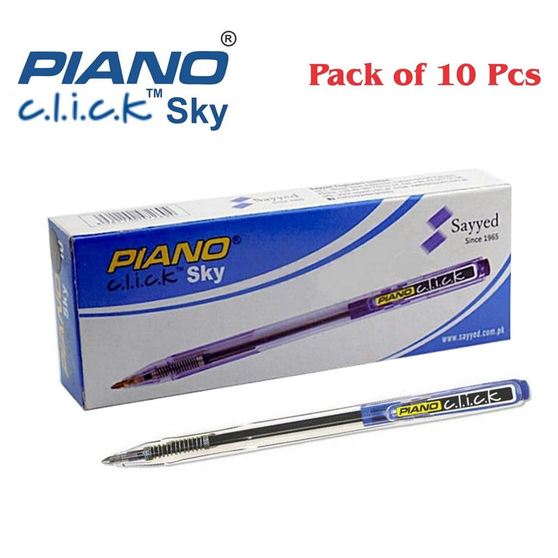 Piano Click Sky Blue Ball Pen 10 Pcs Box