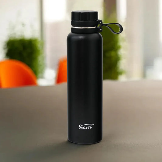 Popular Travel Vacuum Black Water Bottle 650ml