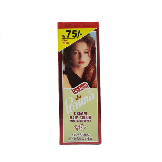 Praima Cream Hair Color With Conditioner 43 Dark Brown