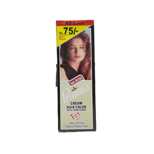 Praima Cream Hair Color With Conditioner 45 Black