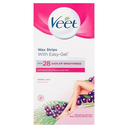 Veet Easy-Gel Wax Strips with Shea Butter and Acai Berries Scent 12 Strips