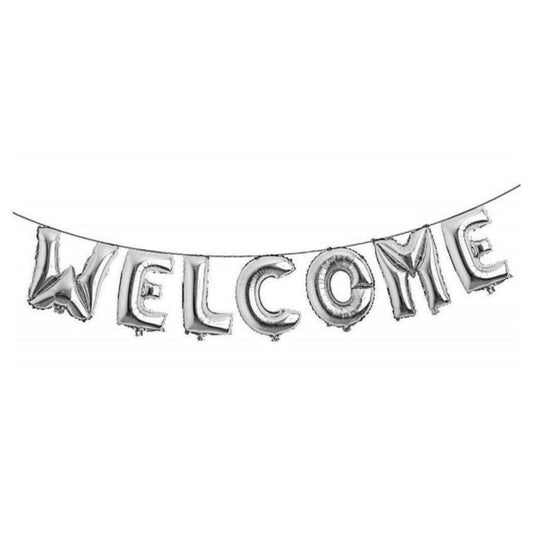 Welcome Foil Balloon Silver (16 Inch)