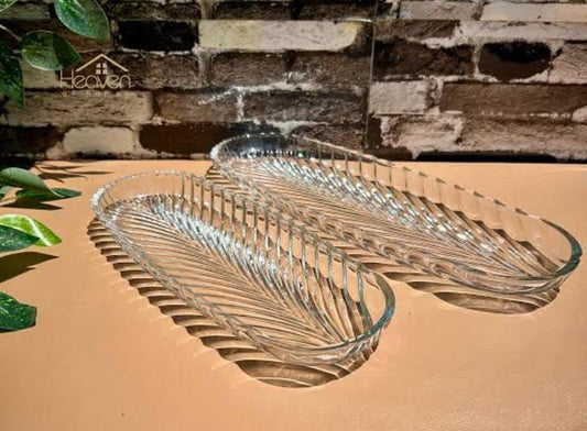 Long Dish Clear Glass Serving Tray 1 Pcs