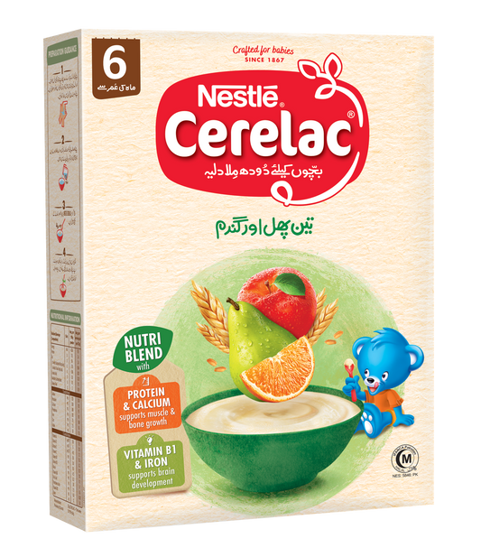 Nestle- Cerelac 3 Fruits & Wheat Baby Food (350G)