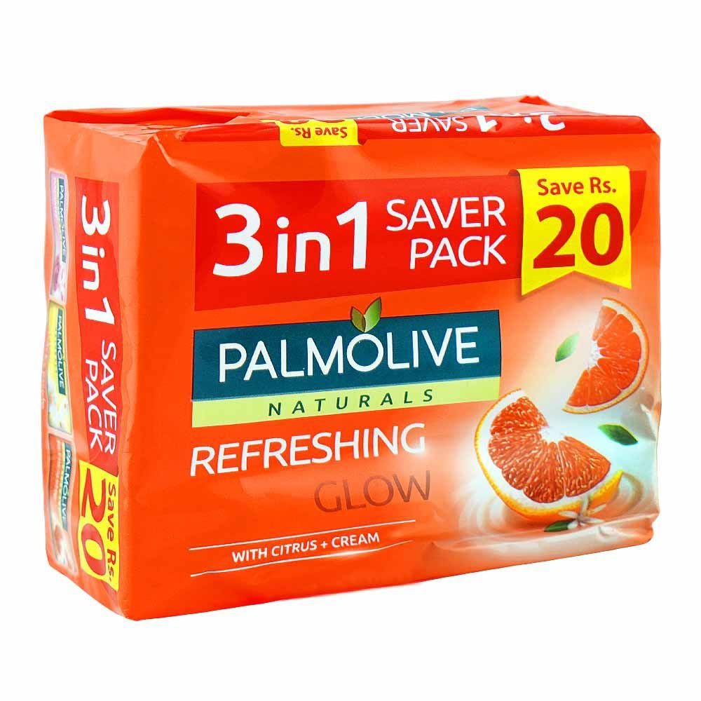 Palmolive Naturals Refreshing Glow Soap, 3-In-1 Pack, 3x98g