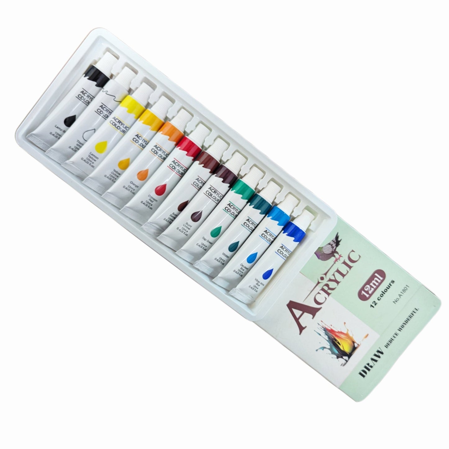 Acrylic Colours (12ml) 12Pcs - Lahore Basket